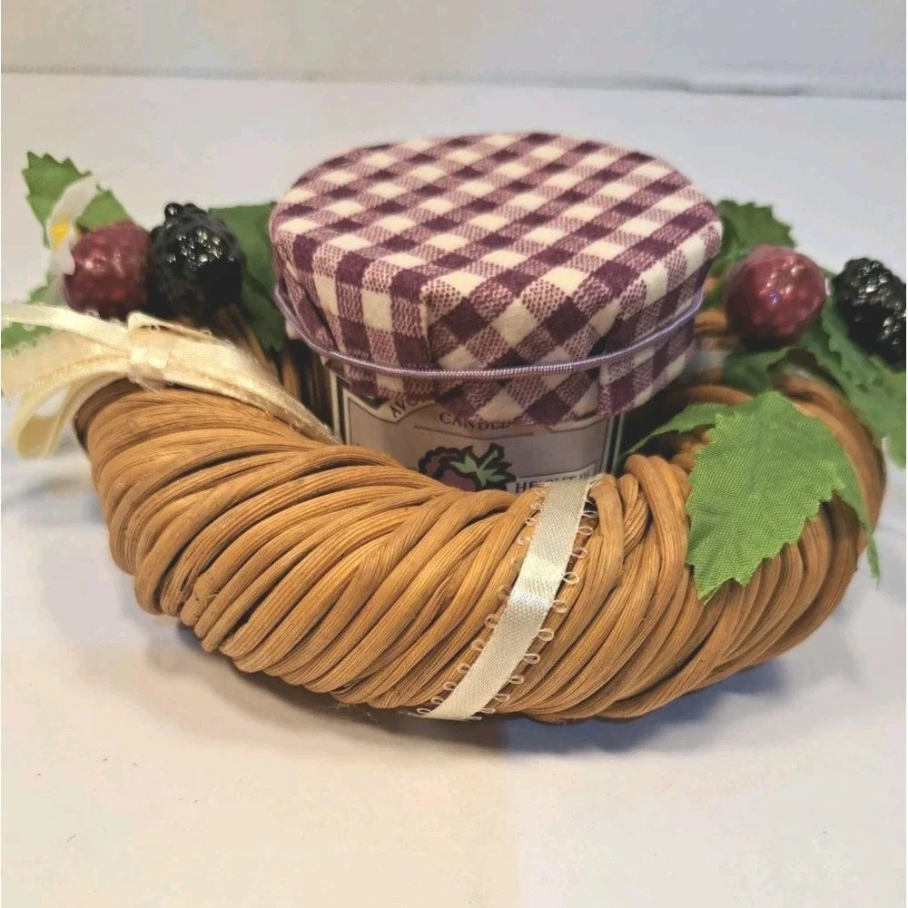 Vintage Avon Spring Bloom Wreath and Raspberry Candle Lot Cute Country Kitchen